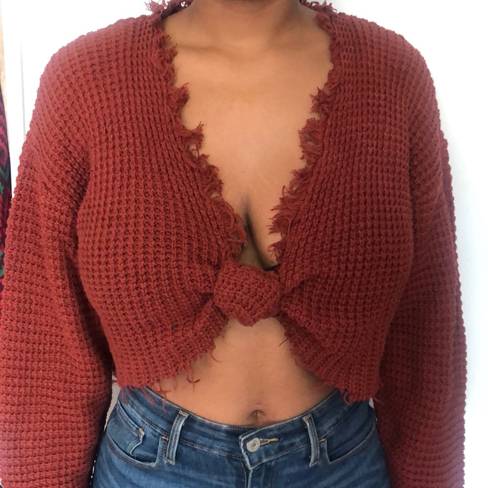 Cropped knit sweater